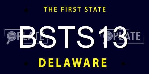 BSTS13 Delaware License Plate