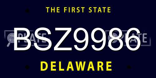 BSZ9986 Delaware License Plate