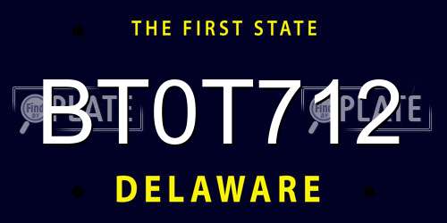 BT0T712 Delaware License Plate