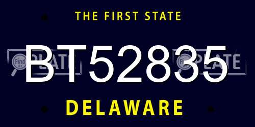 BT52835 Delaware License Plate