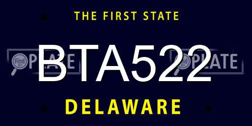 BTA522 Delaware License Plate