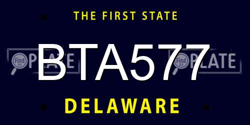 BTA577 Delaware License Plate