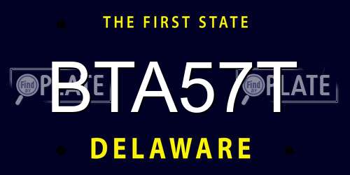 BTA57T Delaware License Plate