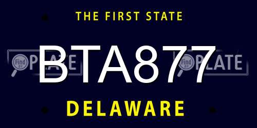BTA877 Delaware License Plate