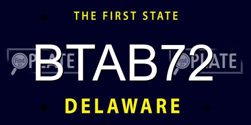 BTAB72 Delaware License Plate