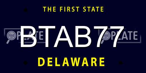 BTAB77 Delaware License Plate