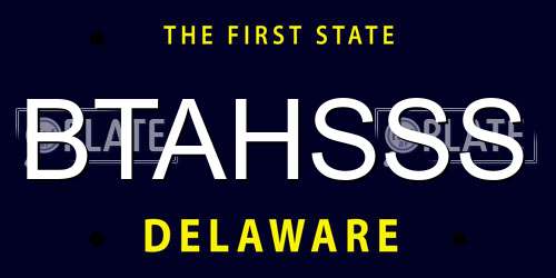 BTAHSSS Delaware License Plate
