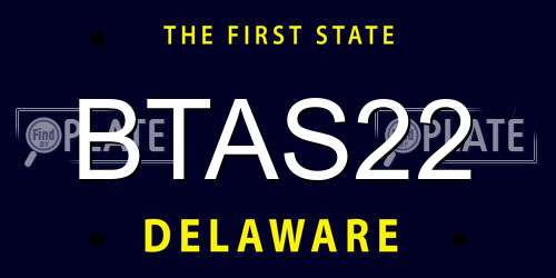 BTAS22 Delaware License Plate