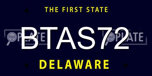 BTAS72 Delaware License Plate