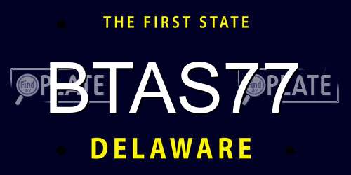 BTAS77 Delaware License Plate
