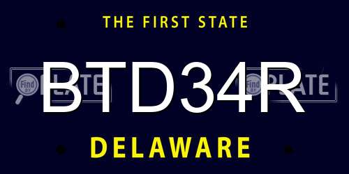 BTD34R Delaware License Plate