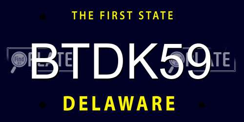 BTDK59 Delaware License Plate