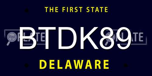 BTDK89 Delaware License Plate
