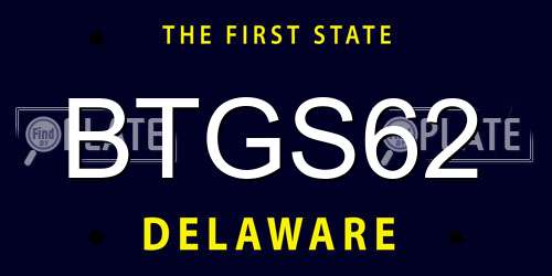 BTGS62 Delaware License Plate