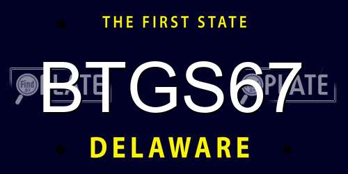 BTGS67 Delaware License Plate