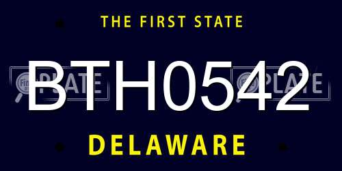 BTH0542 Delaware License Plate