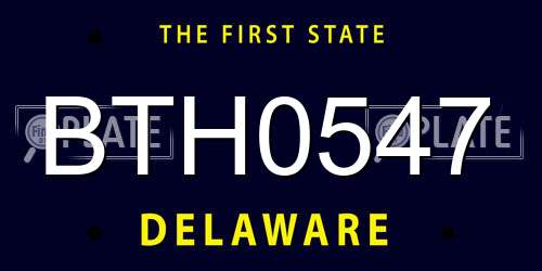 BTH0547 Delaware License Plate
