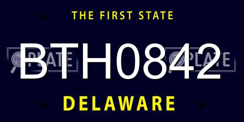 BTH0842 Delaware License Plate