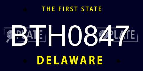 BTH0847 Delaware License Plate