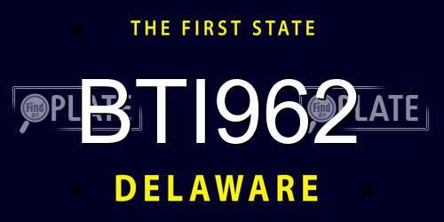 BTI962 Delaware License Plate