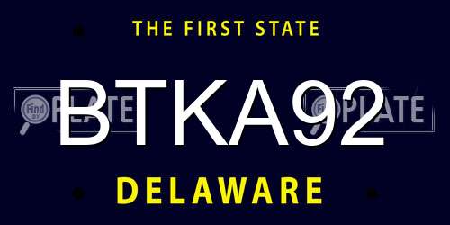 BTKA92 Delaware License Plate