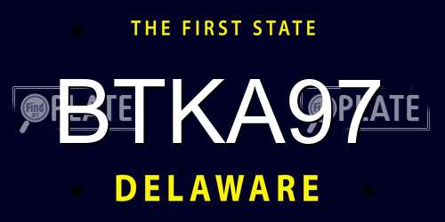 BTKA97 Delaware License Plate