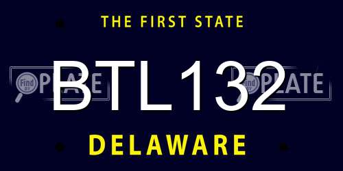 BTL132 Delaware License Plate
