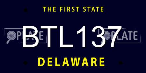 BTL137 Delaware License Plate