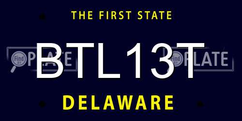 BTL13T Delaware License Plate