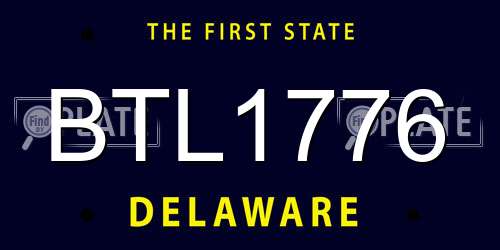 BTL1776 Delaware License Plate