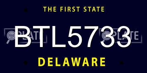 BTL5733 Delaware License Plate