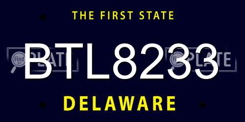 BTL8233 Delaware License Plate