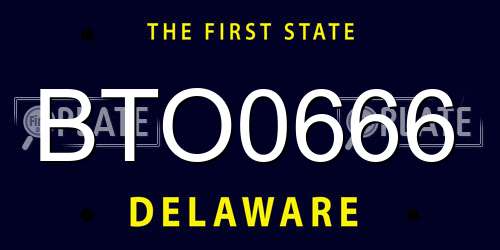 BTO0666 Delaware License Plate