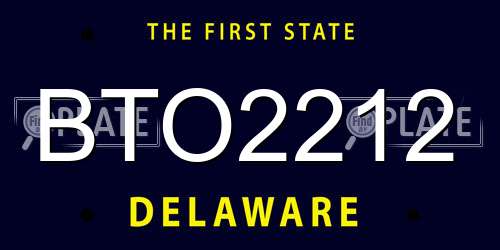 BTO2212 Delaware License Plate