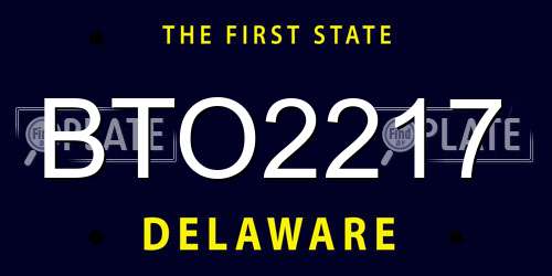 BTO2217 Delaware License Plate