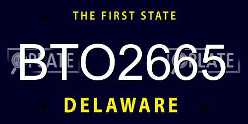 BTO2665 Delaware License Plate
