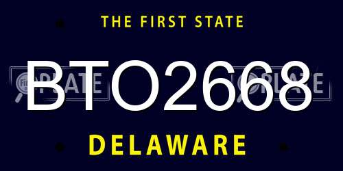 BTO2668 Delaware License Plate