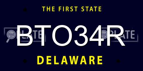 BTO34R Delaware License Plate