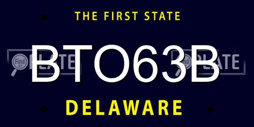 BTO63B Delaware License Plate