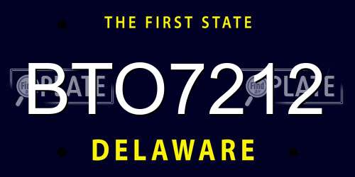 BTO7212 Delaware License Plate