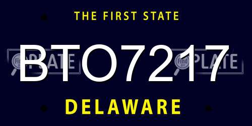 BTO7217 Delaware License Plate