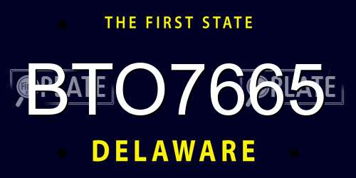 BTO7665 Delaware License Plate
