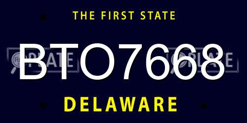 BTO7668 Delaware License Plate