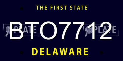 BTO7712 Delaware License Plate