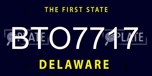 BTO7717 Delaware License Plate