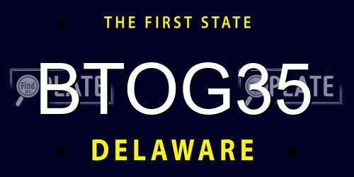 BTOG35 Delaware License Plate