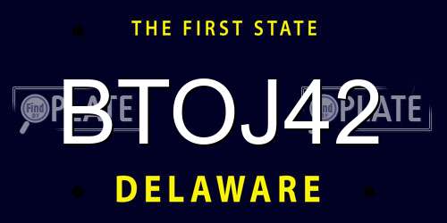 BTOJ42 Delaware License Plate