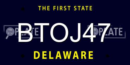BTOJ47 Delaware License Plate
