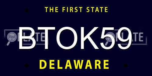 BTOK59 Delaware License Plate