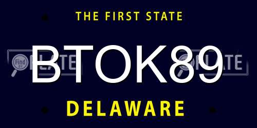 BTOK89 Delaware License Plate